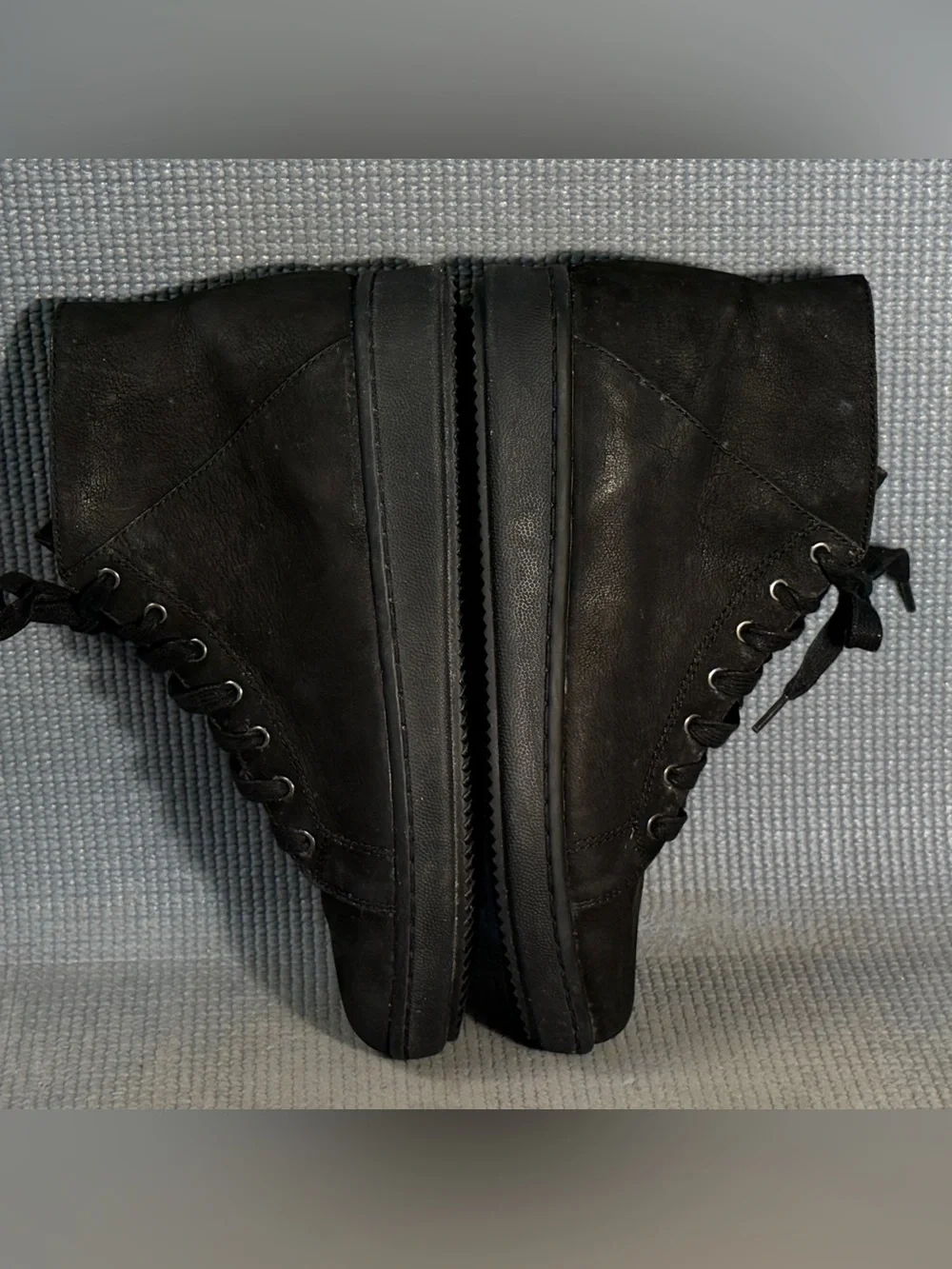 Eileen Fisher Game 2 Black Tumbled Nubuck Leather Hi Sneakers Women’s Size 8.5